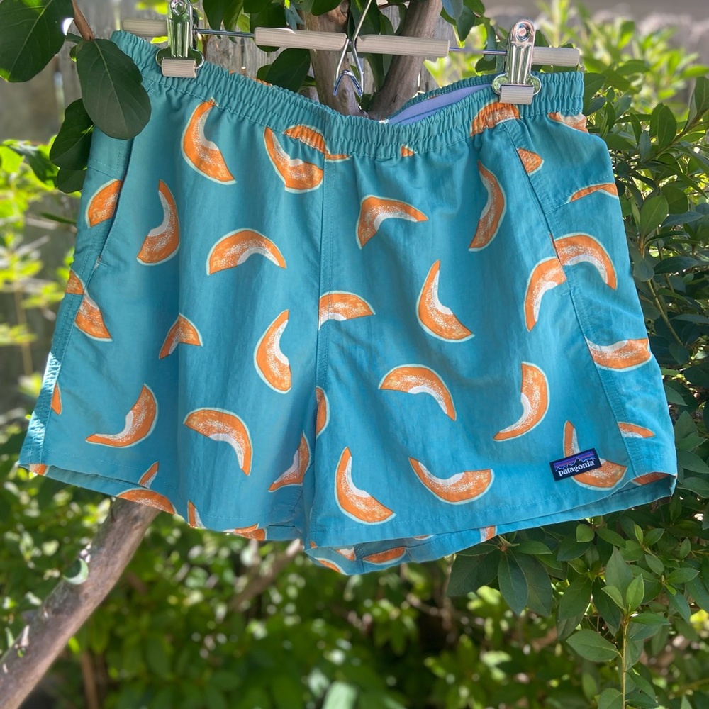 Patagonia Women's Baggies
Shorts Melon Print Light Beryl Green Size M